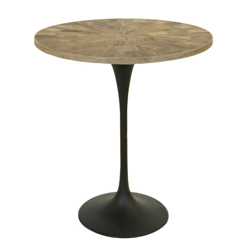 Epperson 36 " Elm Round Solid Wood Top with Iron Base Dining Table
