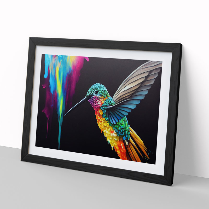 Hummingbird Vol.1 Abstract - Single Picture Frame Print, Black Framed, 46cm H x 64cm W x 2cm D