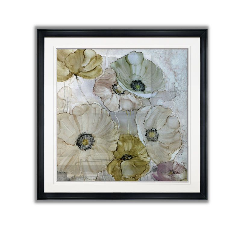Coquelicots iridescents - reproduction d'art, H 30,5 po x l 30,5 po x P 1,5 po, Encadré dans du plastique noir