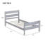 Twin Bed With Headboard And Footboard, Rubber Wood, Grey, Space-Saving Design For Modern Bedrooms