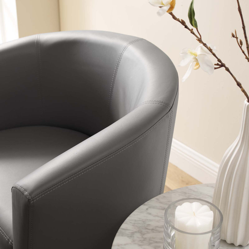 Fauteuil et repose-pieds en similicuir Divulge de Modway, Similicuir gris