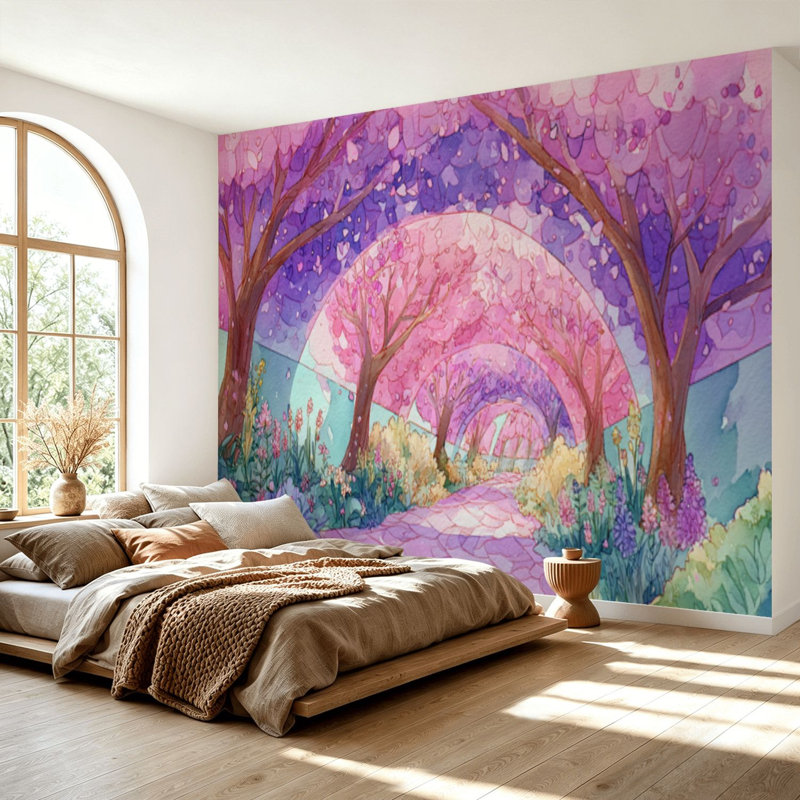Papier peint adhésif auto-adhésif moderne pour la chambre à coucher avec auvent floral de rêve L 69 po x l 96 po Peel and Stick