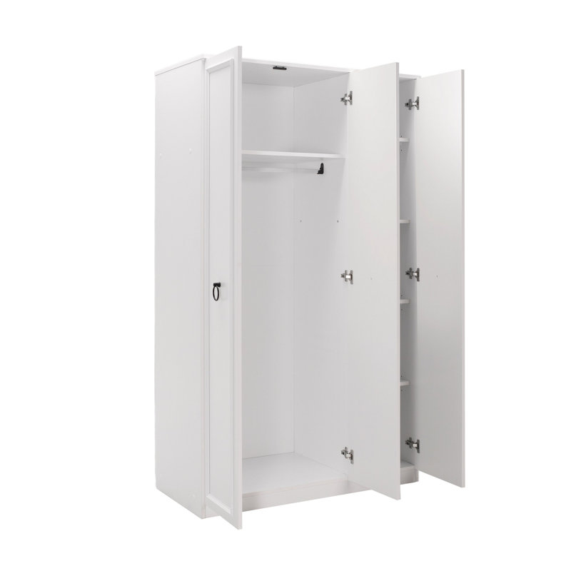 Élégante garde-robe blanche avec de nombreuses tablettes, 40,6 po x 72,8 po x 20,5 po | Panneau de particules enduit, épaisseur: 0,6 pouce | Solution de rangement élégante pour les chambres traditionnelles, design durable et fonctionnel