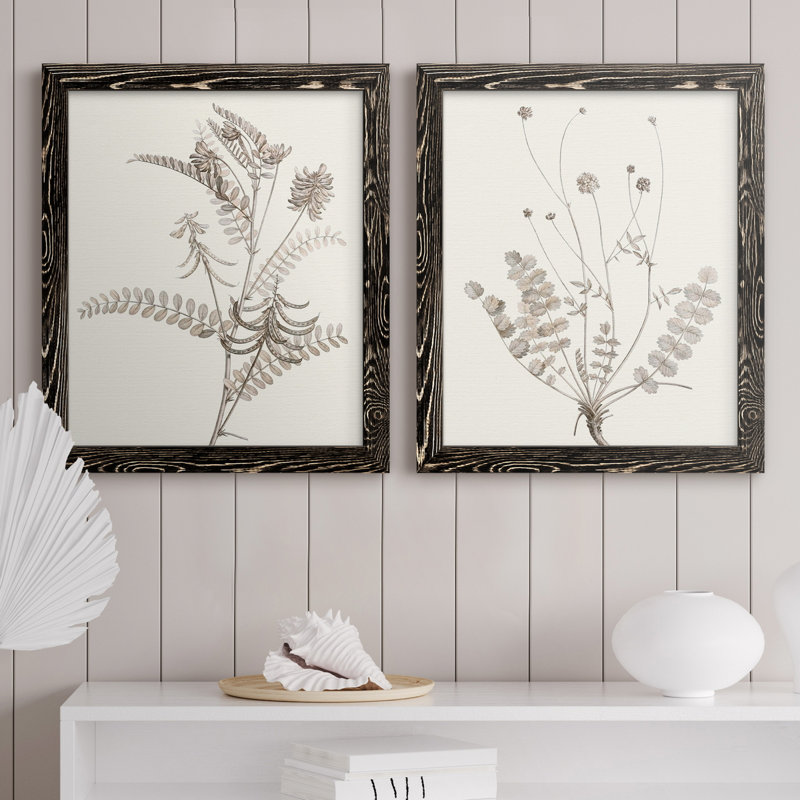«Neutral Botanical Study VIIP», reproduction d'art encadrée - prête à être accrochée, H 24 po x l 36 po x P 1,5 po