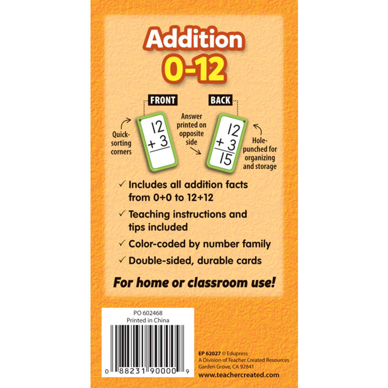Edupress addition Facts, cartes éclair