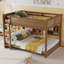 Wheat Queen Over Queen Bunk Bed with Built-in Storage, Charging Station, Ladder & Safety Guardrails – Solid Pine Wood