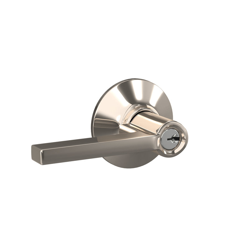 Levier de porte à clé Latitude avec rosette ronde Latitude, Nickel poli