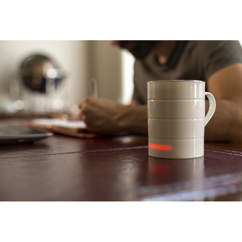 Glowstone Smart Mug – Self-Heating Fine Bone China Coffee & Tea Cup, 12 Oz, White