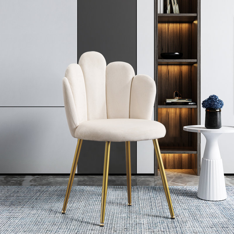 Fauteuil de maquillage Latara, Velours beige