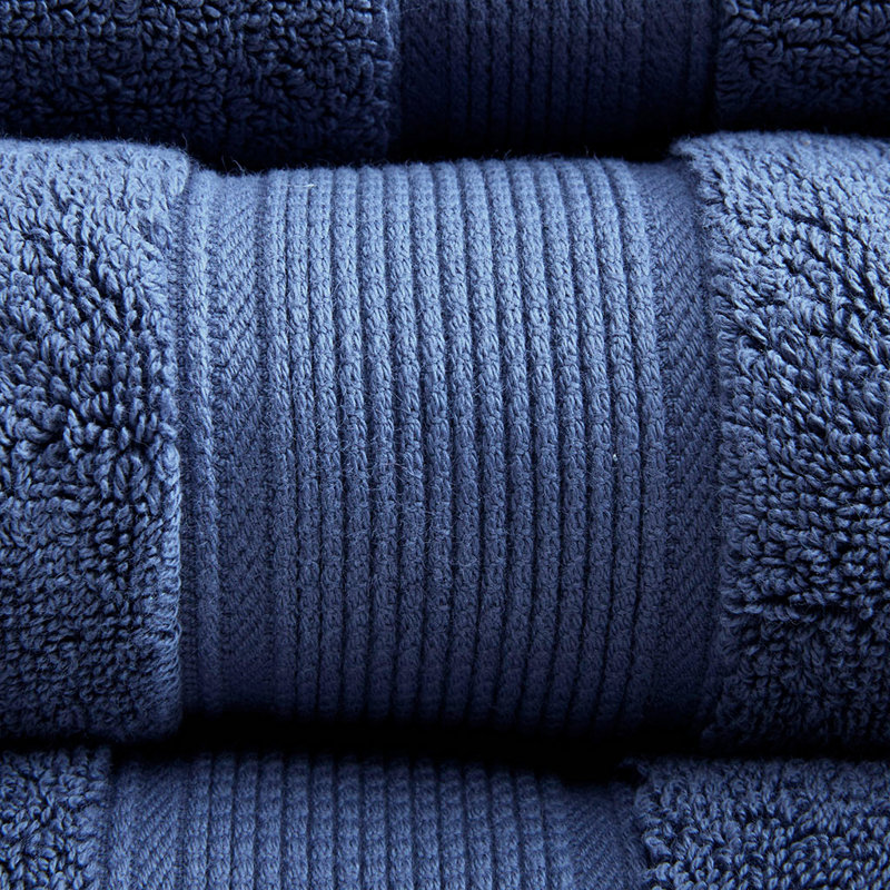 100% Cotton 8 Piece Antimicrobial Towel Set, Dark Blue