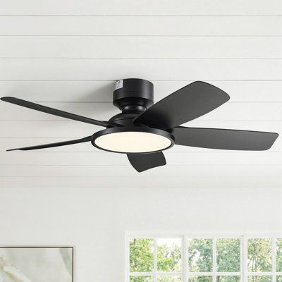 42" Easy-to-Install Modern Flush Mount Low Profile Small Room Ceiling Fan with LED Light and Remote