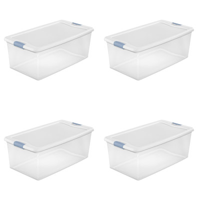 Sterilite Plastic Clear Stackable Latching Storage Box Container