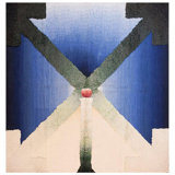 Mid Century Modern Blue and Cream English Art Moderne Tapestry by Stefan Knapp