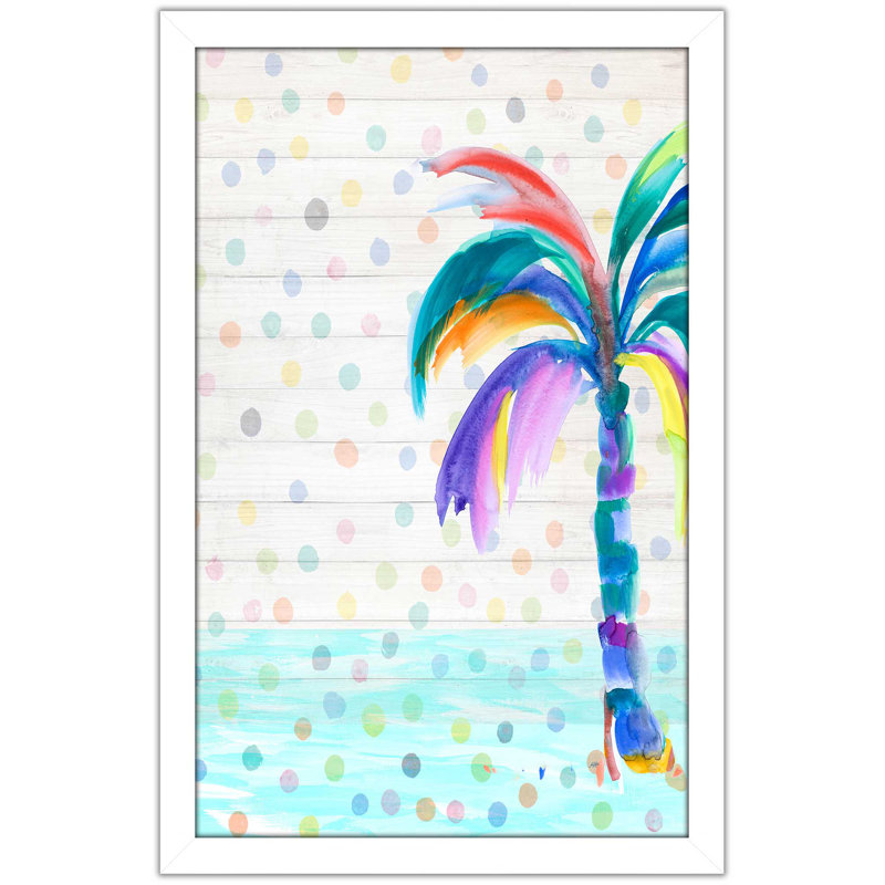 « funky palm on points i », reproduction de peinture à l’aquarelle encadrée en acrylique, H 27,5 po x l 21,5 po x P 0,75 po