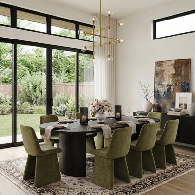 Ensemble de table de salle à manger moderne 79 "pour 8 personnes avec chaises rembourrées Modern