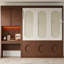 Lit escamotable avec armoire de rangement latérale, éclairage DEL, bureau intégré et portes d'armoire cintrées-293692413