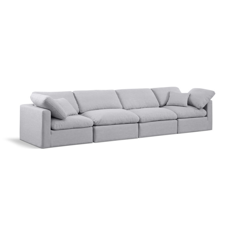 Itala Upholstered 140'' Sofa, Grey Linen Textured Fabric