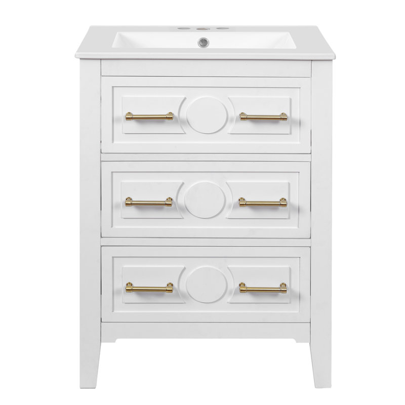 24'' Single Bathroom Vanity With Ceramic Top