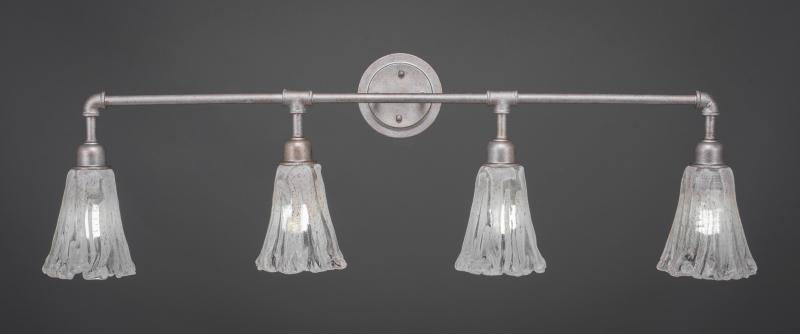 Barre d'éclairage de salle de bain 4 lumières Eilif Vintage, Argent vieilli