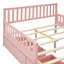 Lit plateforme en bois rose avec garde-corps et tiroirs des deux côtés-1374512744-1374512750
