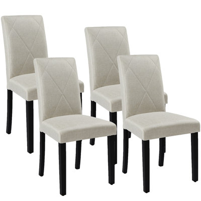 Set Of 4 Faux Leather Parsons Dining Chairs, 4 Pack Upholstered Kitchen Chairs With High Back Support, Armless Accent Side Chair Set Of 4 With Padded Seat & Solid Wood Legs For Dining Room, Living Room