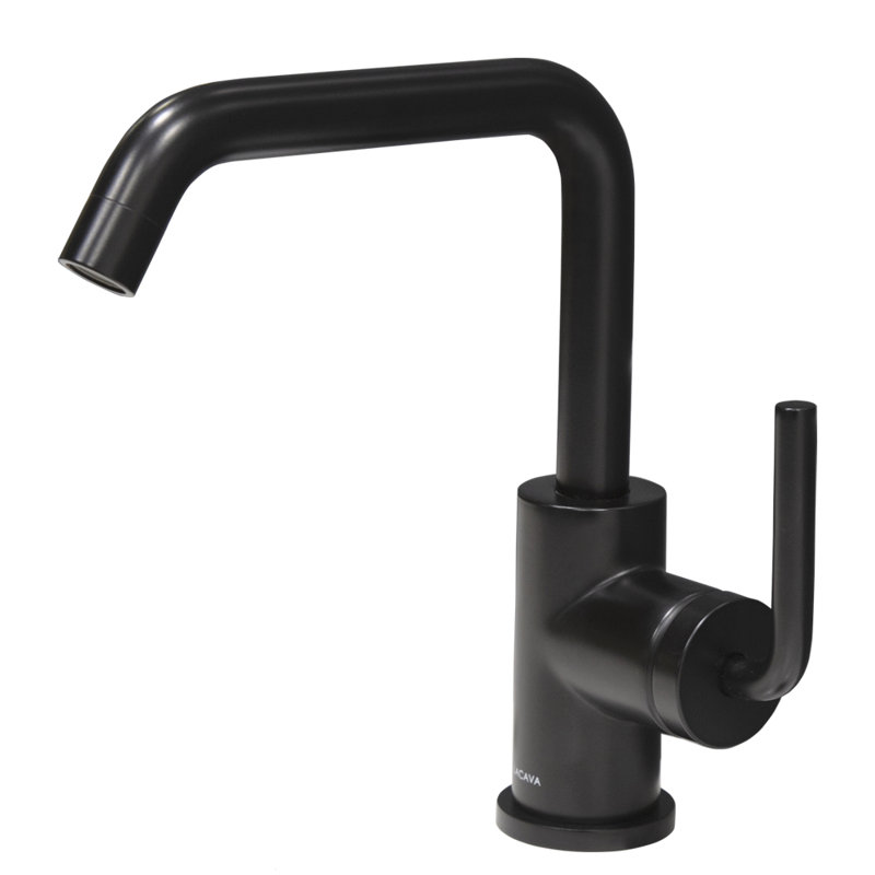Cigno Deck Mount Single Hole Bathroom Faucet with Drain Assembly, Matte Black