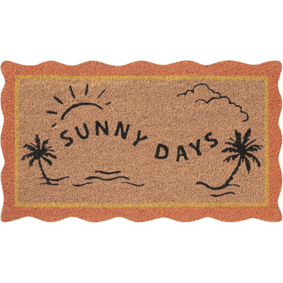 Welcome Matt Outdoor | 16 x 28 Scalloped Door Mats for Front Door Mat Outside Entrance | Eco Friendly | Welcome-Mats Cute | Coir Door Mats | Outdoor D