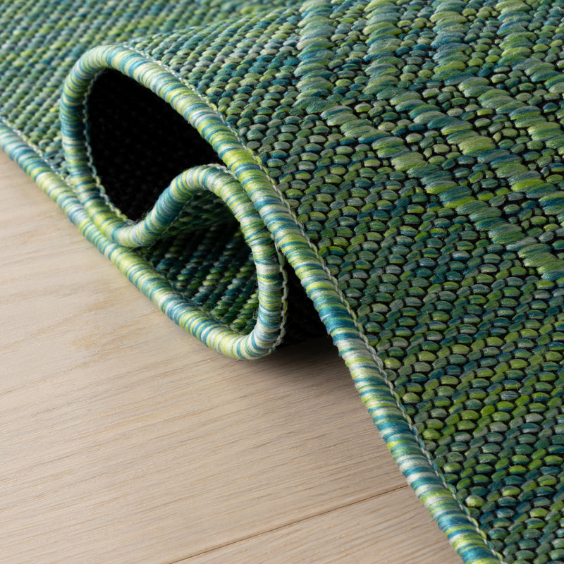  Tapis intérieur / extérieur Torira, Green, Rectangle 7 pi 6 po x 9 pi 6 po