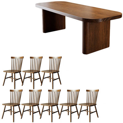 Nordic style solid wood dining table set.
