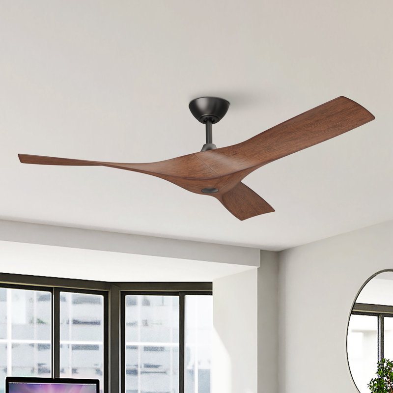 Ventilateur de plafond à 3 pales de 52 po avec télécommande Jenell, Brun