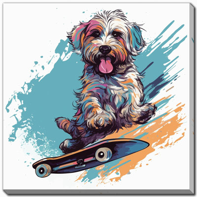 «Skater Pup in Action», art mural sur toile