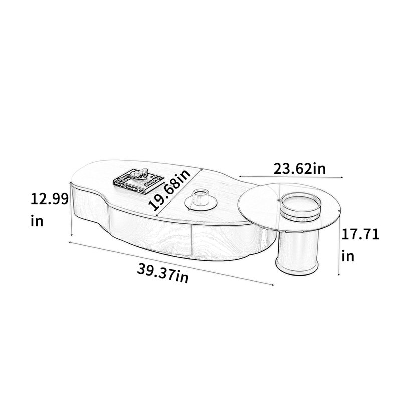 Table basse Minimalist, H 12,99 po x L 39,37 po x l 19,68 po, Noir, noir, noir, noir
