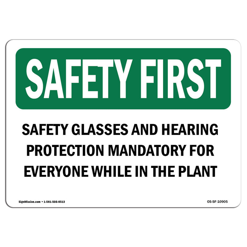 «Safety First Sign», H 12 po x l 18 po x P 0,1 po