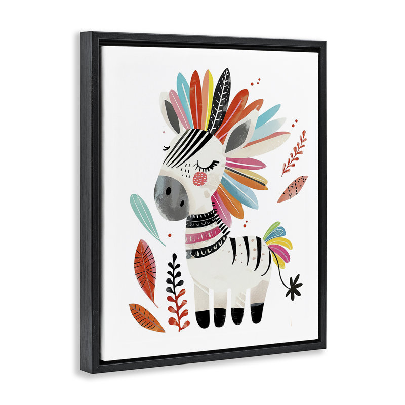  Art mural sur toile Rainbow Blooms Zebra Floater par LSR Design Studio, Cadre flottant noir de jais, H 21 po x l 17 po