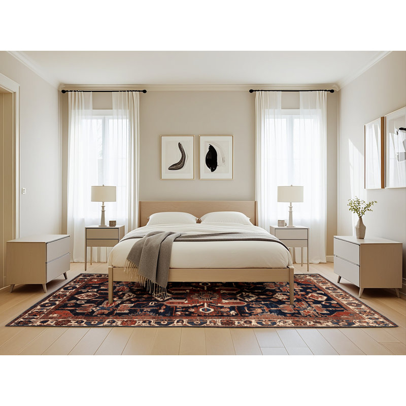 Machine Washable Persian Black Area Rug, Rectangle 5' x 8'