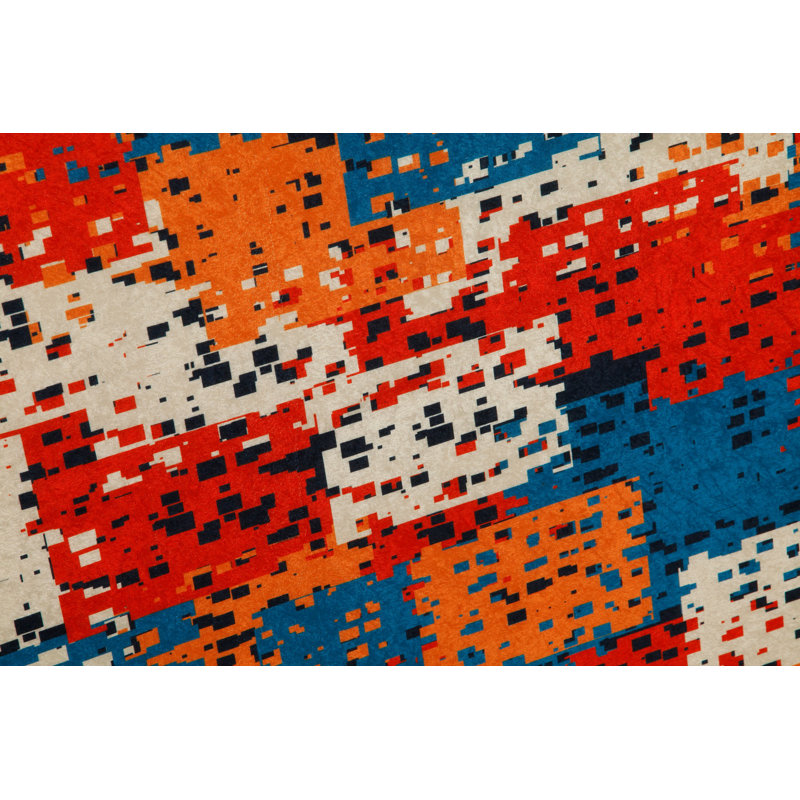 Tapis de couloir souple 2,6 x 4,9 pi | 100% polyester, hauteur de poils de 0,04 po | Antibactérien, antidérapant sous la surface | Tissé avec impression numérique 3D | Lavable à la machine | Durable et élégant pour les vestibules et les salons