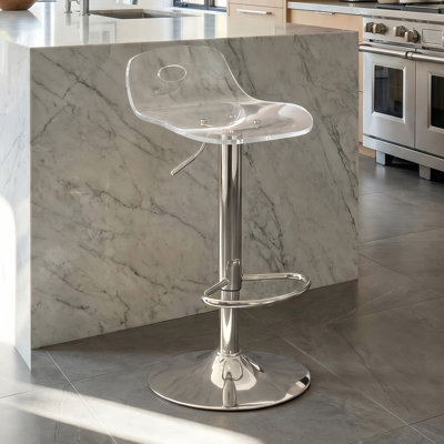 Tabouret de bar réglable en hauteur à hauteur pivotante à 360 ° avec tabouret de bar et dossier bas pour îlot de cuisine, argent
