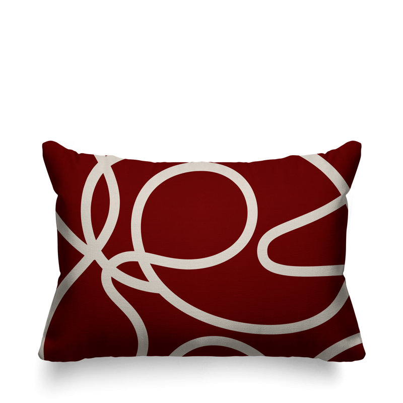 Coussin décoratif intérieur / extérieur Squiggles Abstract, 17 po x 17 po, Rouge, Carré