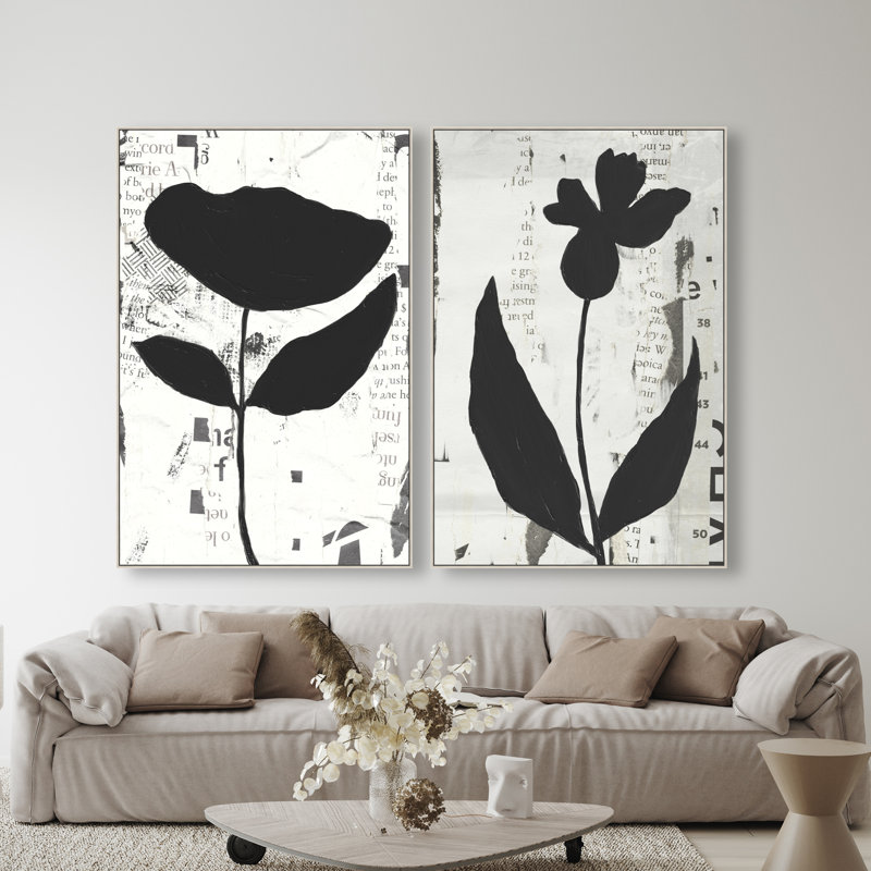 Single Flowers Set Set by Oliver Gal, 92"H x 62"W, Silver Floater Frame
