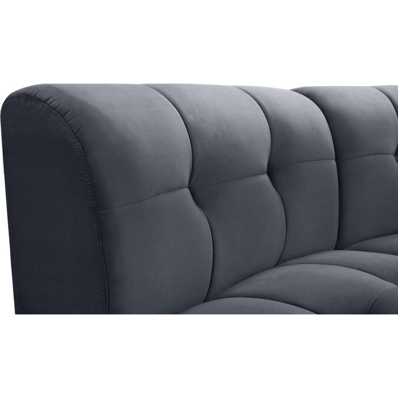 Jedson Velvet Sectional Symmetrical, Grey Velvet