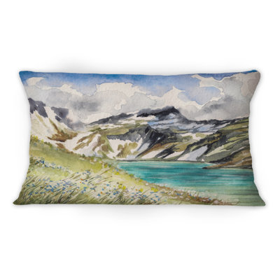Coussin décoratif paysage avec rivière bleue dans les montagnes - 1 campagne