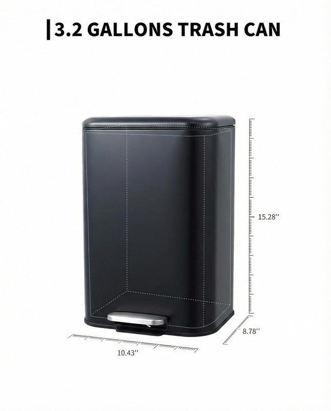 Poubelle à pédale en acier inoxydable 3,2 gallons / 12 L avec couvercle à fermeture en douceur résistant aux empreintes digitales