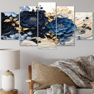 Liquid Ink Spiralscape I - 5 Piece Wrapped Canvas Print