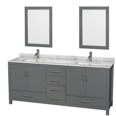 Sheffield 80" Double Bathroom Vanity Set with Mirror