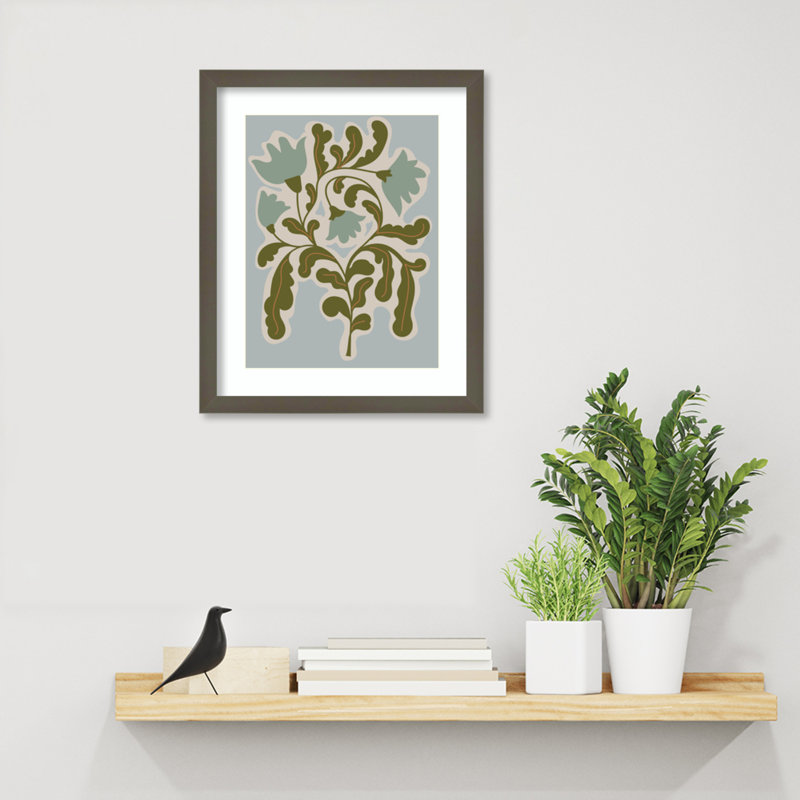 «Creative Express Abstract House Playful Blue» encadré sur papier par The Creative Bunch Studio, impression, gris