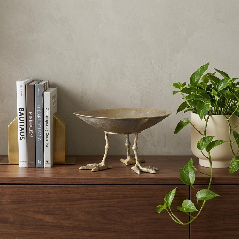 Antiqued Gold Webbed Feet Centerpiece Bowl