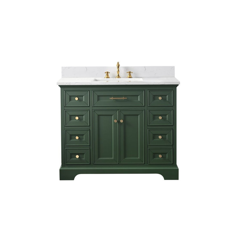 Ensemble de meuble-lavabo simple 42 po Currahee, Evergreen / or brossé
