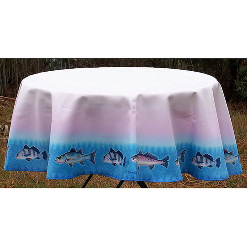 Assorted Fish Round Tablecloth, 68" W Round