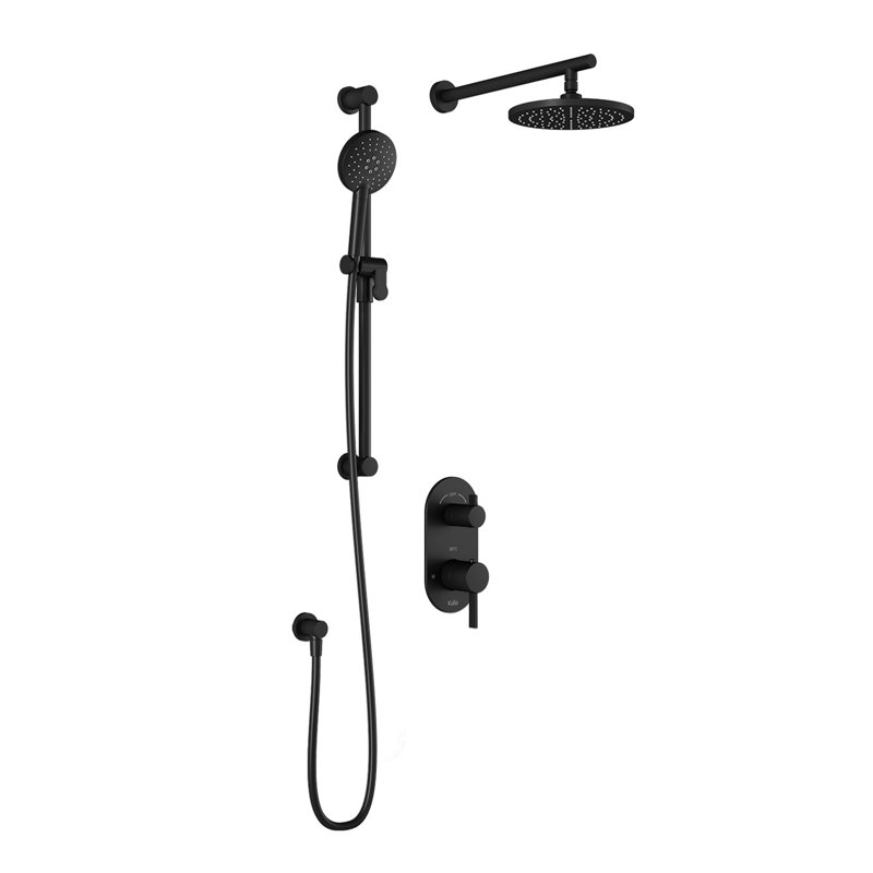 RoundOne td2: aquatonik t / p avec système de douche inverseur avec bras mural noir mat