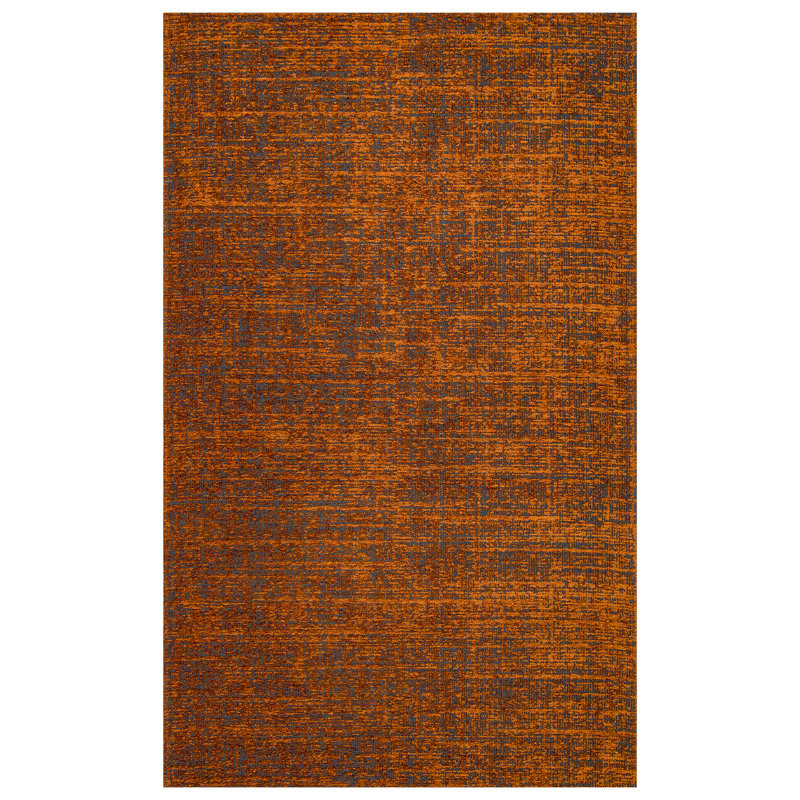 Tapis de couloir élégant (2,6 x 4,9 pi), anthracite et orange, 100% acrylique chenille / coton / polyester | Tissage plat, sans velours, épaisseur de 0,2 po | Facile à nettoyer avec l'aspirateur et le nettoyeur de taches, parfait pour les entrées
